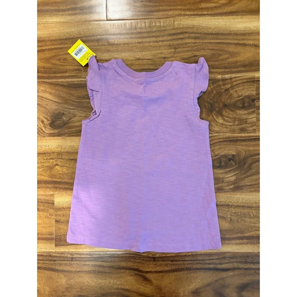 Three Primary Flutter Sleeve Tops, Lavender, Guava & Rainbow Stripe, Size 3T